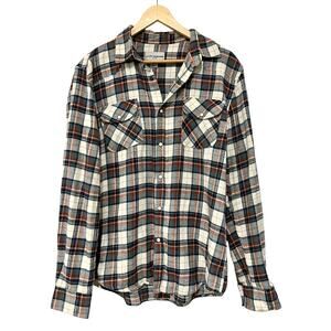 Lucky Brand Shirt Mens Large Plaid Flannel Western Pearl Snap Long Sleeve Cotton